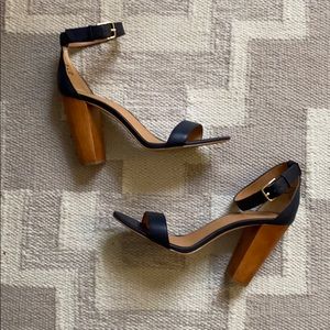 J.crew Navy/Wooden Heels